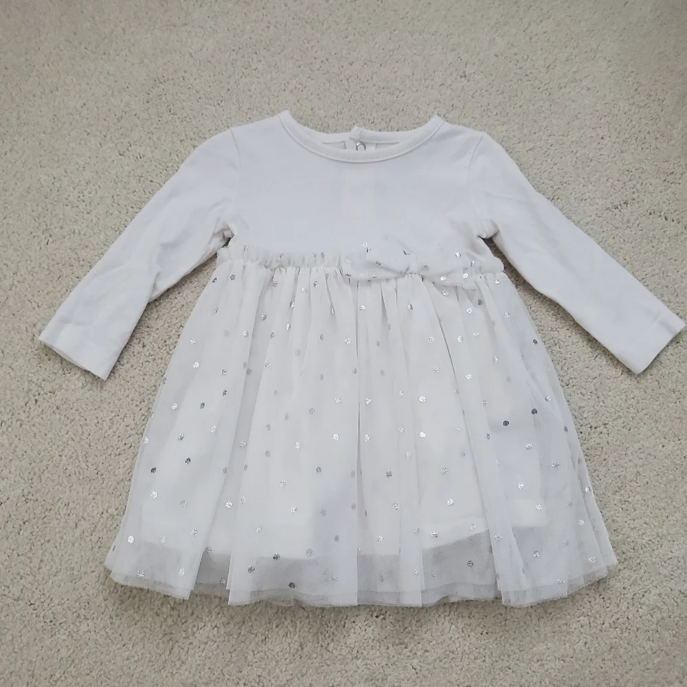 Carter's Baby Girl Long Sleeve Tulle Polka Dot Dress sz6m